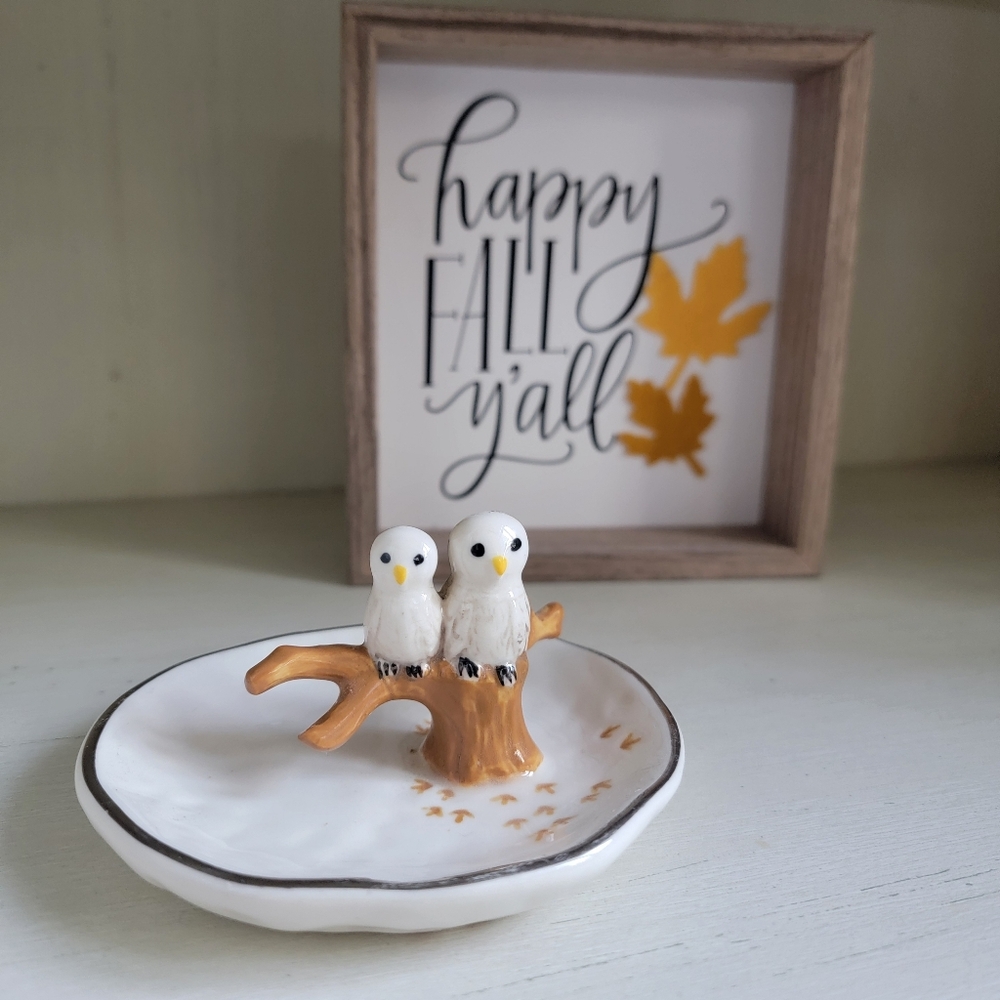 Ceramic Owl Ring Holder | Trinket Tray | Jewelry Dish | 4" X 4"